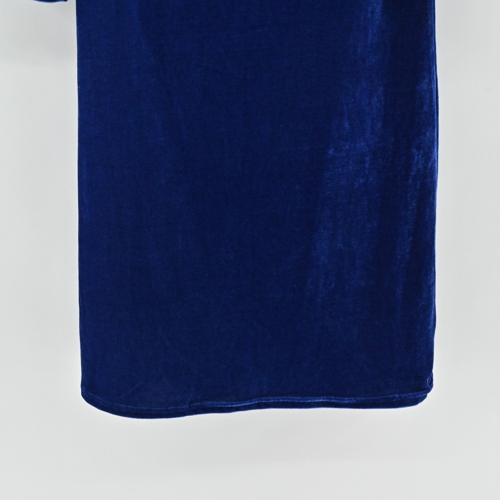 Vtg Y2k Blue Velvet Dress Womens Size 38 Cowl Neck Velour Whimsigoth Holiday - Picture 12 of 14
